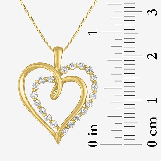 (G-H / I1-I2) Womens 1/3 CT. T.W. Lab Grown White Diamond 10K Gold Heart 18 Inch Pendant Necklace