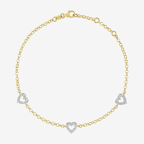 Diamond Addiction (G-H / I1-I2) Womens 1/3 CT. T.W. Lab Grown White Diamond 10K Gold Heart Charm Bracelet