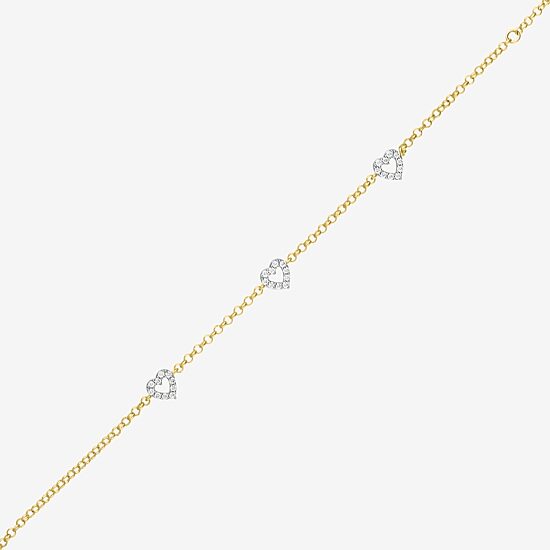 Diamond Addiction (G-H / I1-I2) Womens 1/3 CT. T.W. Lab Grown White Diamond 10K Gold Heart Charm Bracelet