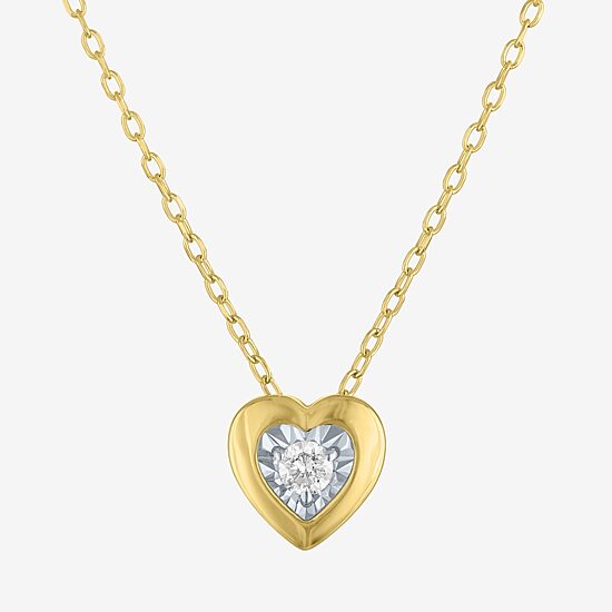 (G-H / I1-I2) Womens 1/10 CT. T.W. Lab Grown White Diamond 14K Gold Over Silver Heart 18 Inch Pendant Necklace