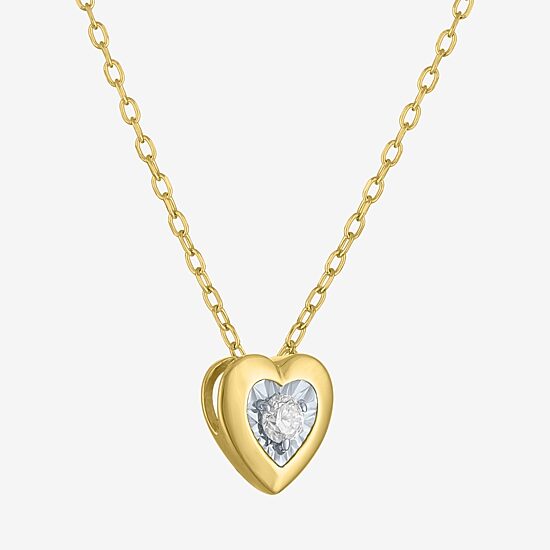 (G-H / I1-I2) Womens 1/10 CT. T.W. Lab Grown White Diamond 14K Gold Over Silver Heart 18 Inch Pendant Necklace