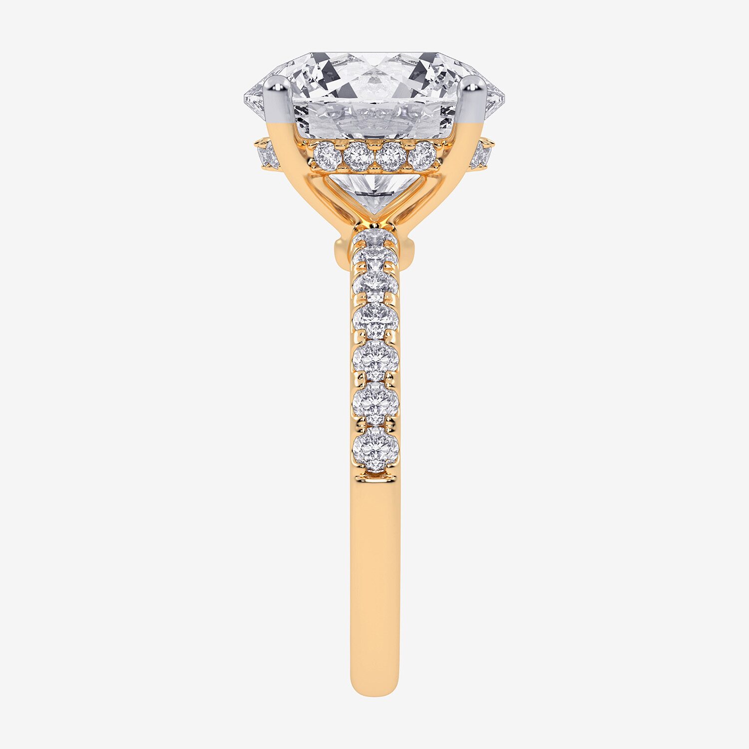 (G-H / Si1-Si2) Womens 5 1/2 CT. T.W. Lab Grown White Diamond 14K Gold Round Side Stone Engagement Ring