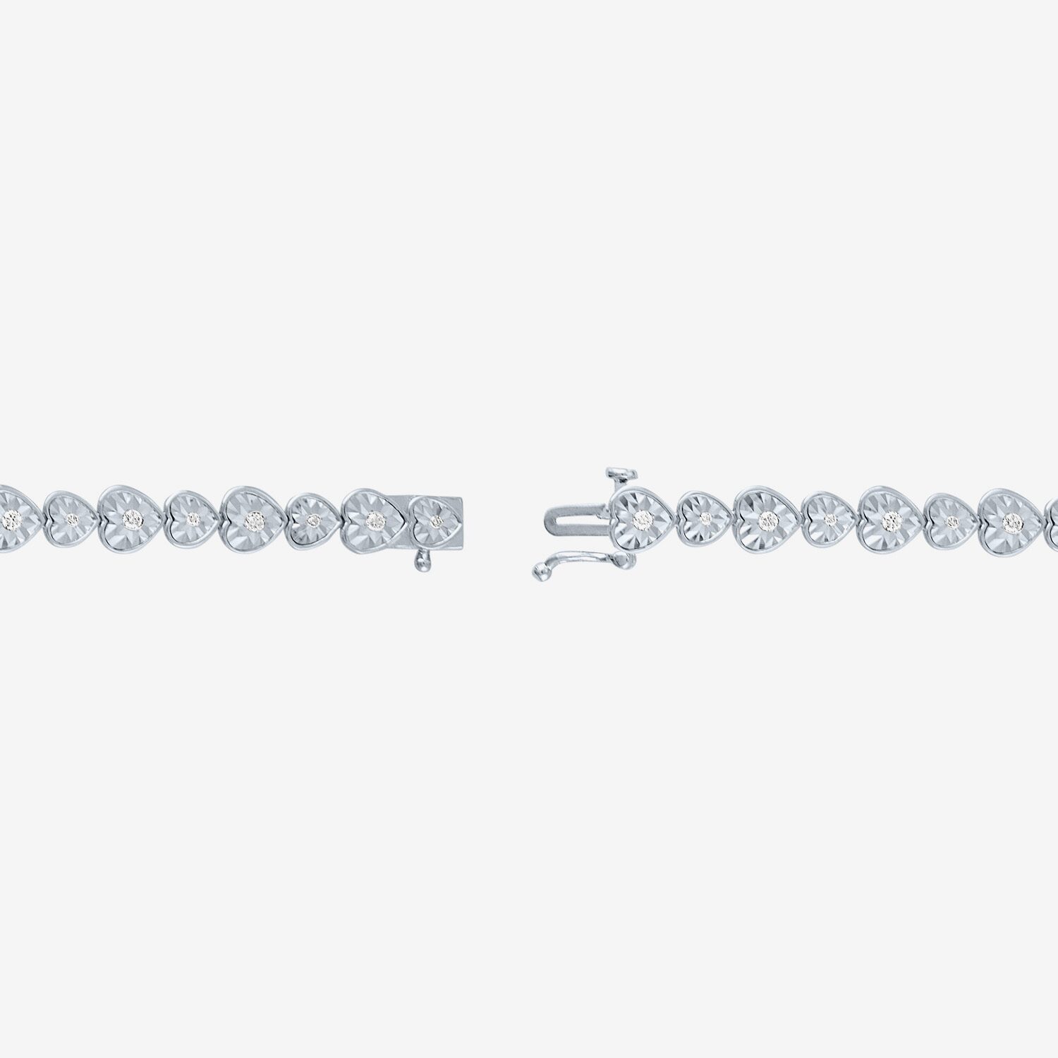 (G-H / I1-I2) Womens 1/2 CT. T.W. Lab Grown White Diamond Sterling Silver Heart 7.25 Inch Tennis Bracelet