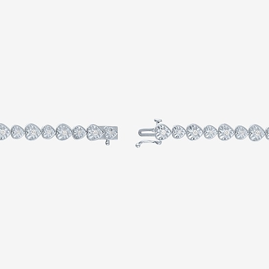 (G-H / I1-I2) Womens 1/2 CT. T.W. Lab Grown White Diamond Sterling Silver Heart 7.25 Inch Tennis Bracelet