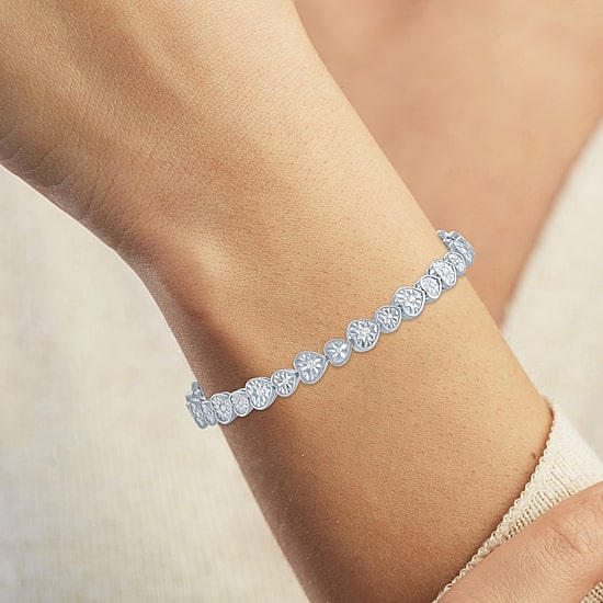 (G-H / I1-I2) Womens 1/2 CT. T.W. Lab Grown White Diamond Sterling Silver Heart 7.25 Inch Tennis Bracelet