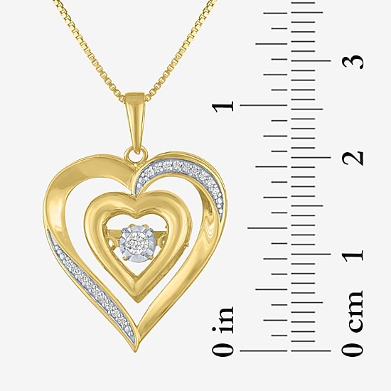 (G-H / I1-I2) Womens 1/10 CT. T.W. Lab Grown White Diamond 14K Gold Over Silver Sterling Silver Heart 18 Inch Pendant Necklace