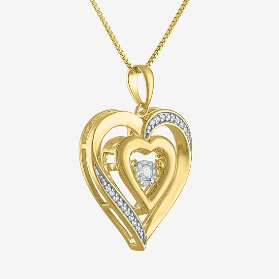 (G-H / I1-I2) Womens 1/10 CT. T.W. Lab Grown White Diamond 14K Gold Over Silver Sterling Silver Heart 18 Inch Pendant Necklace