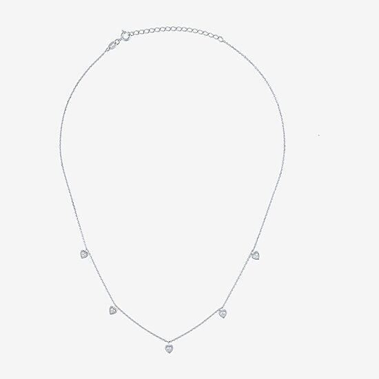 (G-H / I1-I2) Womens 1/10 CT. T.W. Lab Grown White Diamond Sterling Silver Heart 16 Inch Pendant Necklace