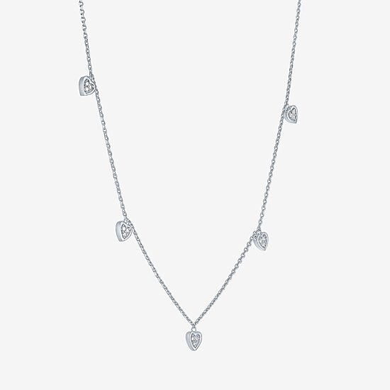 (G-H / I1-I2) Womens 1/10 CT. T.W. Lab Grown White Diamond Sterling Silver Heart 16 Inch Pendant Necklace