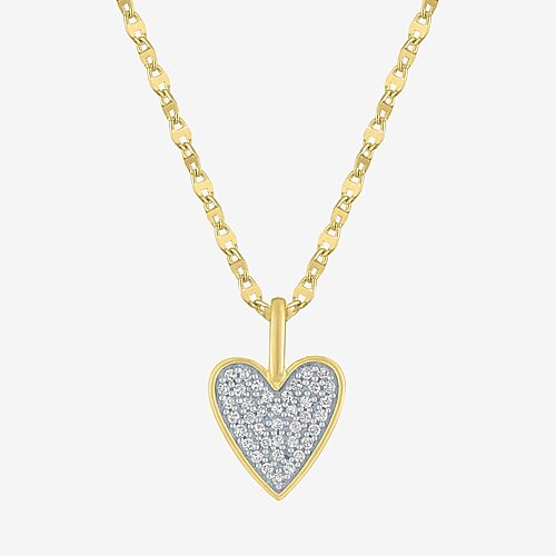 (G-H / I1-I2) Womens 1/7 CT. T.W. Lab Grown White Diamond 14K Gold Over Silver Sterling Silver Heart 16 Inch Pendant Necklace, One Size