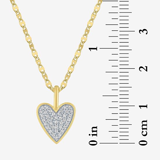 (G-H / I1-I2) Womens 1/7 CT. T.W. Lab Grown White Diamond 14K Gold Over Silver Sterling Silver Heart 16 Inch Pendant Necklace