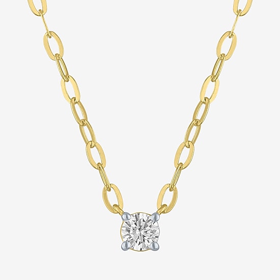 Diamond Addiction (G-H / I1-I2) Womens 1/4 CT. Lab Grown White Diamond 14K Gold Over Silver Sterling Silver Round 16 Inch Pendant Necklace