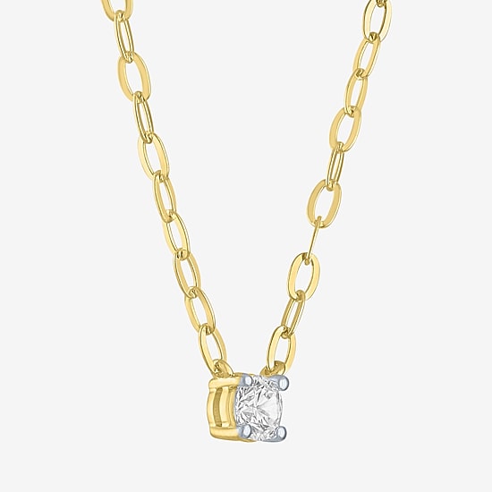 Diamond Addiction (G-H / I1-I2) Womens 1/4 CT. Lab Grown White Diamond 14K Gold Over Silver Sterling Silver Round 16 Inch Pendant Necklace