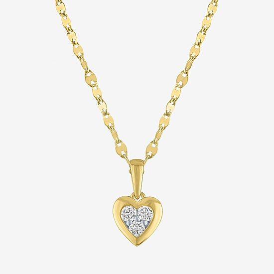 Diamond Addiction (G-H / I1-I2) Womens 1/5 CT. Lab Grown White Diamond 14K Gold Over Silver Sterling Silver Heart 18 Inch Pendant Necklace
