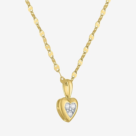 Diamond Addiction (G-H / I1-I2) Womens 1/5 CT. Lab Grown White Diamond 14K Gold Over Silver Sterling Silver Heart 18 Inch Pendant Necklace