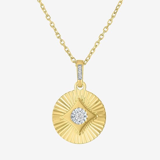 Diamond Addiction (G-H / I1-I2) Womens Diamond Accent Lab Grown White Diamond 14K Gold Over Silver Round 16 Inch Pendant Necklace