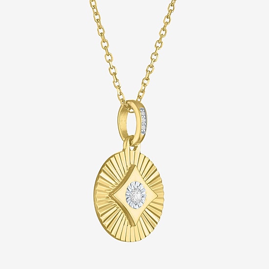 Diamond Addiction (G-H / I1-I2) Womens Diamond Accent Lab Grown White Diamond 14K Gold Over Silver Round 16 Inch Pendant Necklace