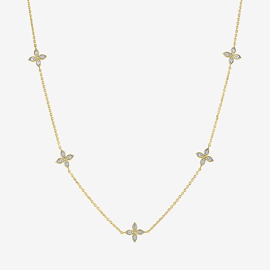 Diamond Addiction (G-H / I1-I2) Womens 1/4 CT. T.W. Lab Grown White Diamond 14K Gold Over Silver Sterling Silver Flower 16 Inch Pendant Necklace