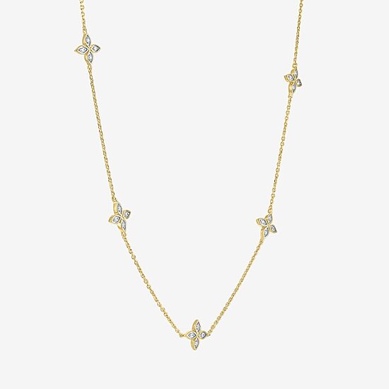 Diamond Addiction (G-H / I1-I2) Womens 1/4 CT. T.W. Lab Grown White Diamond 14K Gold Over Silver Sterling Silver Flower 16 Inch Pendant Necklace