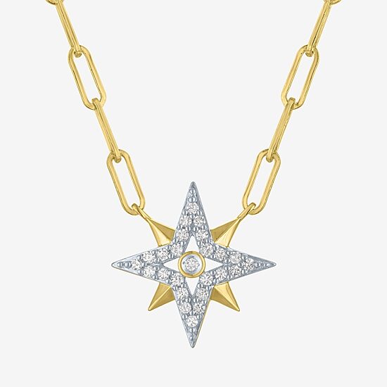 Diamond Addiction (G-H / I1-I2) North Star Womens 1/4 CT. T.W. Lab Grown White Diamond 14K Gold Over Silver Sterling Silver Star 18 Inch Pendant Necklace