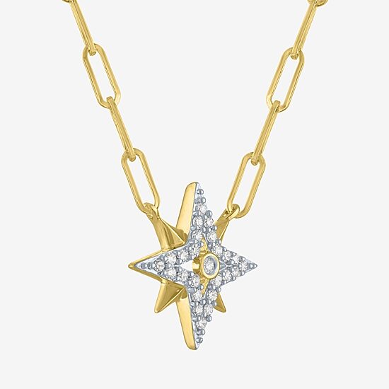 Diamond Addiction (G-H / I1-I2) North Star Womens 1/4 CT. T.W. Lab Grown White Diamond 14K Gold Over Silver Sterling Silver Star 18 Inch Pendant Necklace
