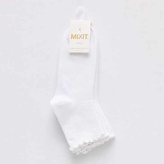 Mixit Lettuce Edge Womens 3 Pair Quarter Ankle Socks