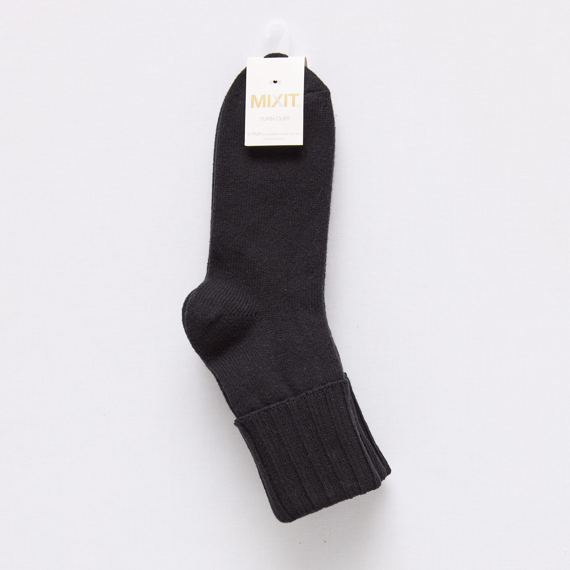 Mixit Everyday Essential Rib Womens 3 Pair Turncuff Socks