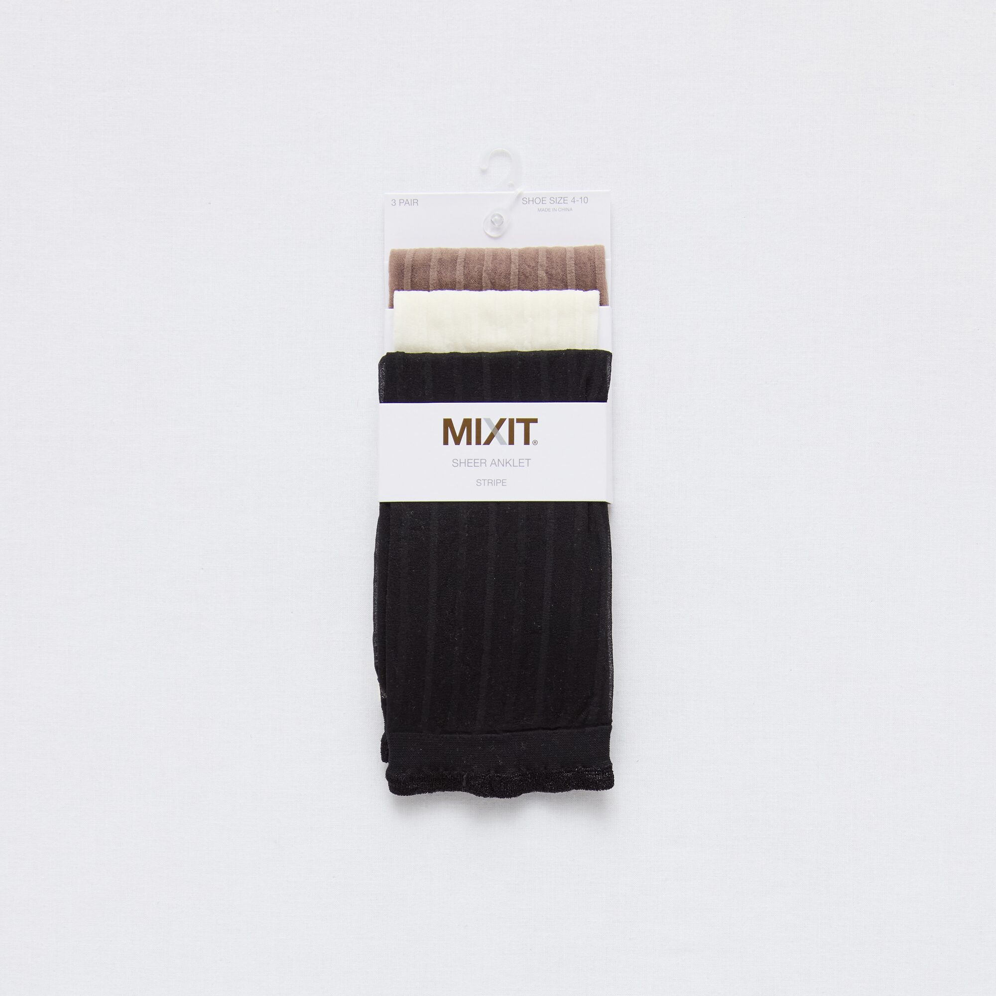 Mixit Sheer Anklet Womens Multi-Pack 3 Pair Trouser Socks
