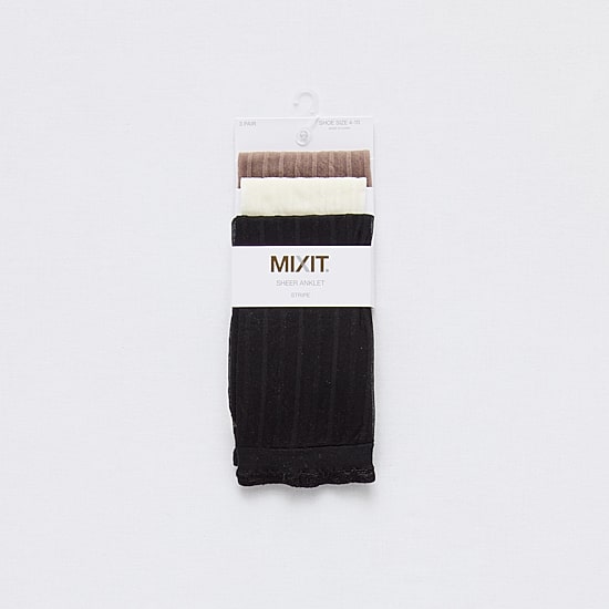 Mixit Sheer Anklet Womens Multi-Pack 3 Pair Trouser Socks