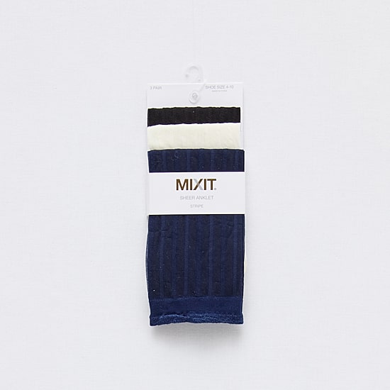 Mixit Sheer Anklet Womens Multi-Pack 3 Pair Trouser Socks