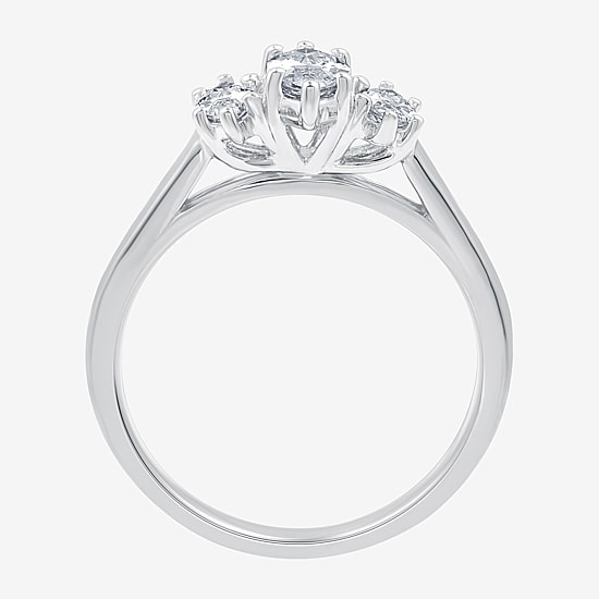 Love Lives Forever (G / Si1-Si2) Womens 1 CT. T.W. Lab Grown White Diamond 10K Gold Marquise 3-Stone Engagement Ring