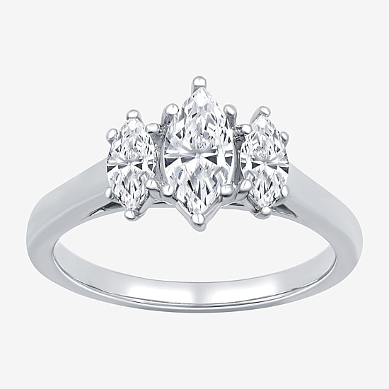 Love Lives Forever (G / Si1-Si2) Womens 1 CT. T.W. Lab Grown White Diamond 10K Gold Marquise 3-Stone Engagement Ring