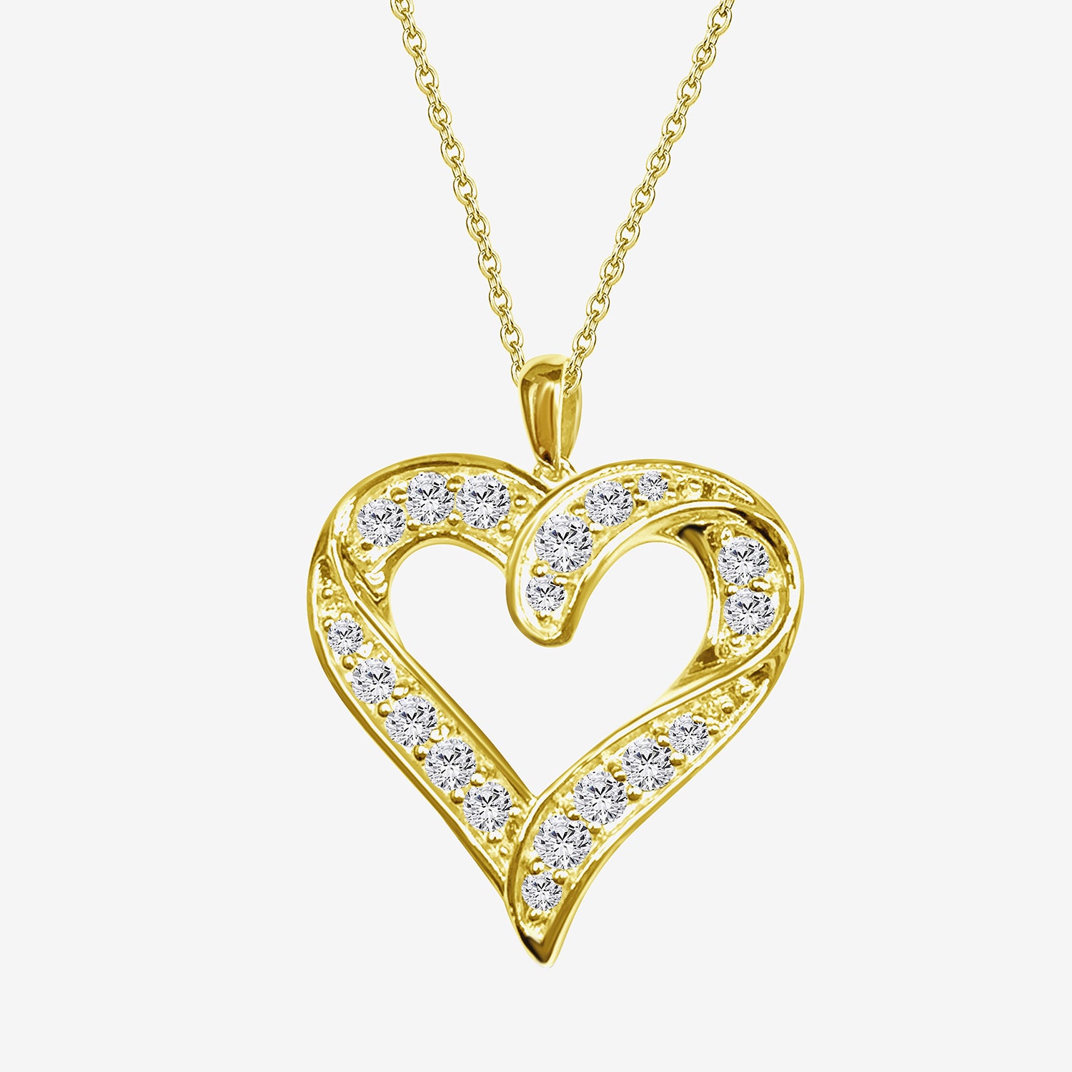 F / Si2) Womens 1 CT. T.W. Lab Grown White Diamond 14K Gold Over Silver Heart 18 Inch Pendant Necklace