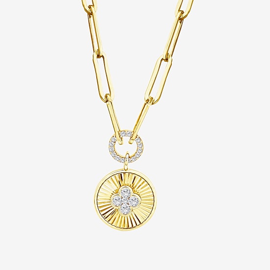 (F / Si2) Womens 1/4 CT. T.W. Lab Grown White Diamond 14K Gold Over Silver Round 18 Inch Pendant Necklace