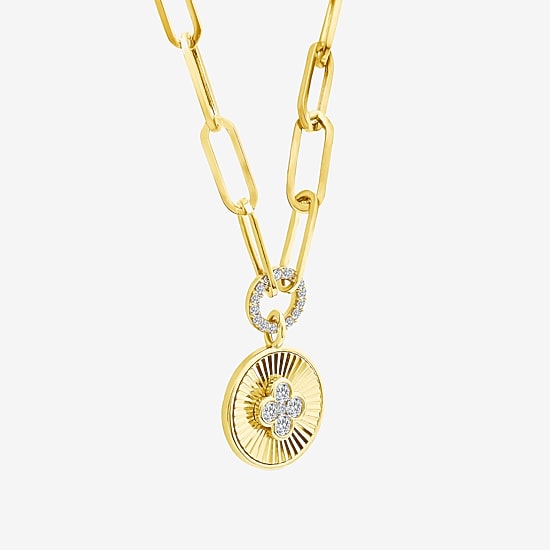 (F / Si2) Womens 1/4 CT. T.W. Lab Grown White Diamond 14K Gold Over Silver Round 18 Inch Pendant Necklace