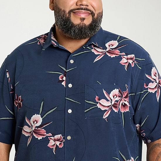 Van Heusen Weekend Mens Short Sleeve Big and Tall Camp Shirt