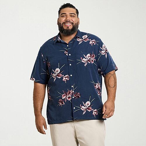 Van Heusen Weekend Mens Short Sleeve Big and Tall Camp Shirt, 4x-large, Blue