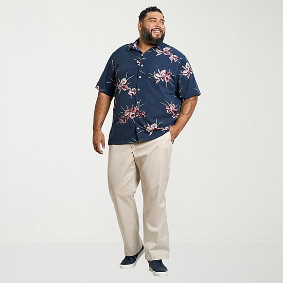 Van Heusen Weekend Mens Short Sleeve Big and Tall Camp Shirt