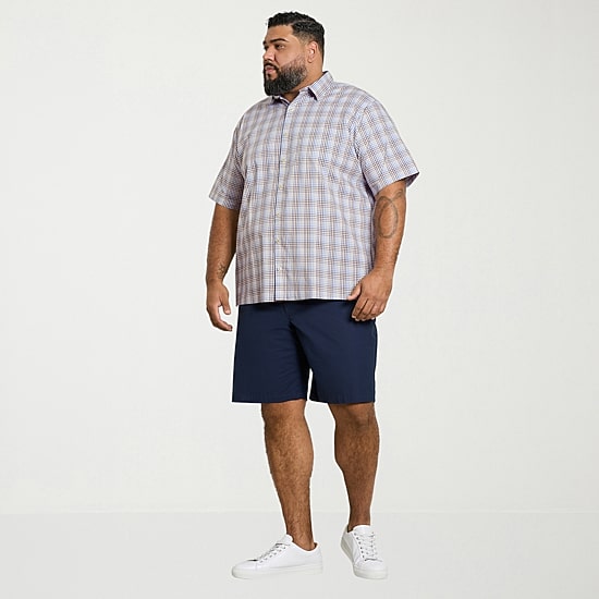 Van Heusen Originals Mens Short Sleeve Regular Fit Wrinkle Free Big and Tall Button-Down Shirt