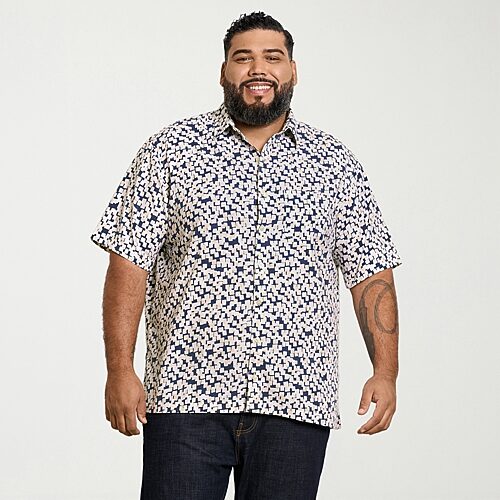 Van Heusen Weekend Mens Short Sleeve Big and Tall Camp Shirt, 4x-large, Beige