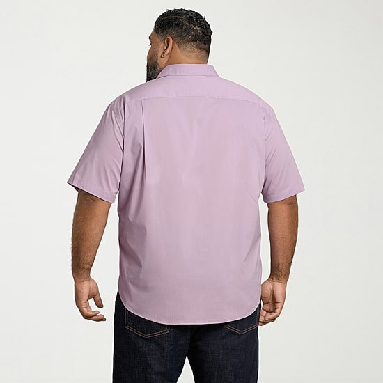 Van Heusen Everyday Defense Stain Shield Mens Short Sleeve Regular Fit Wrinkle Free Big and Tall Button-Down Shirt