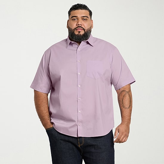 Van Heusen Everyday Defense Stain Shield Mens Short Sleeve Regular Fit Wrinkle Free Big and Tall Button-Down Shirt
