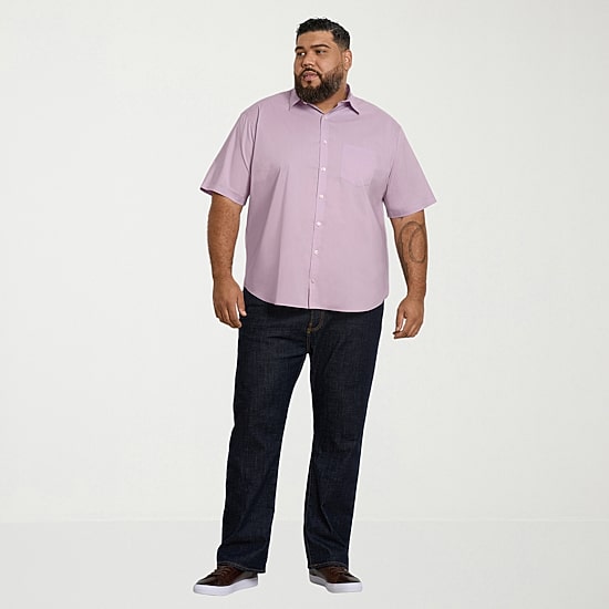 Van Heusen Everyday Defense Stain Shield Mens Short Sleeve Regular Fit Wrinkle Free Big and Tall Button-Down Shirt