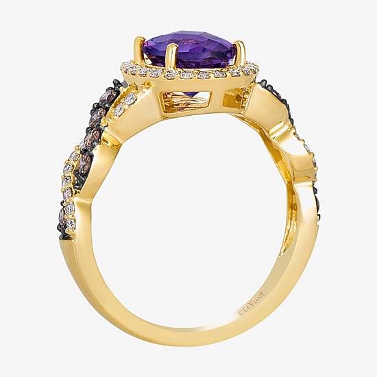 Le Vian® Grand Sample Sale™ Ring featuring 1 1/2 cts of Grape Amethyst™  1/4 cts. Chocolate Diamonds®, 1/4 cts. Nude Diamonds™ set in 14K Honey Gold™