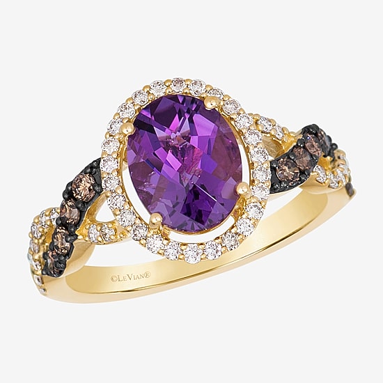 Le Vian® Grand Sample Sale™ Ring featuring 1 1/2 cts of Grape Amethyst™  1/4 cts. Chocolate Diamonds®, 1/4 cts. Nude Diamonds™ set in 14K Honey Gold™