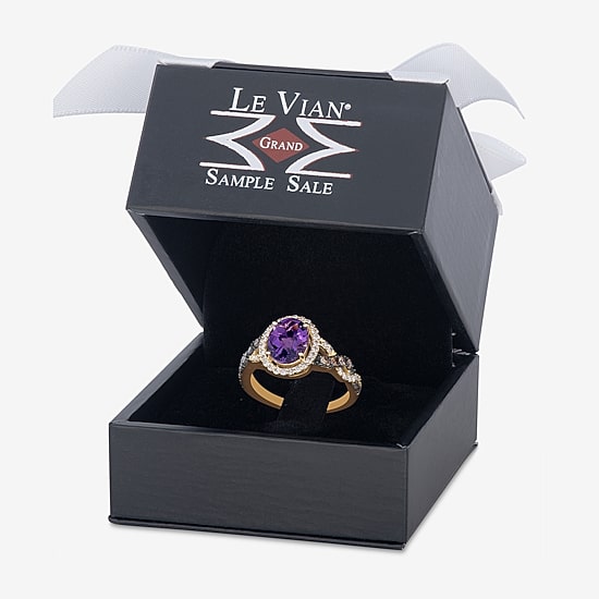 Le Vian® Grand Sample Sale™ Ring featuring 1 1/2 cts of Grape Amethyst™  1/4 cts. Chocolate Diamonds®, 1/4 cts. Nude Diamonds™ set in 14K Honey Gold™
