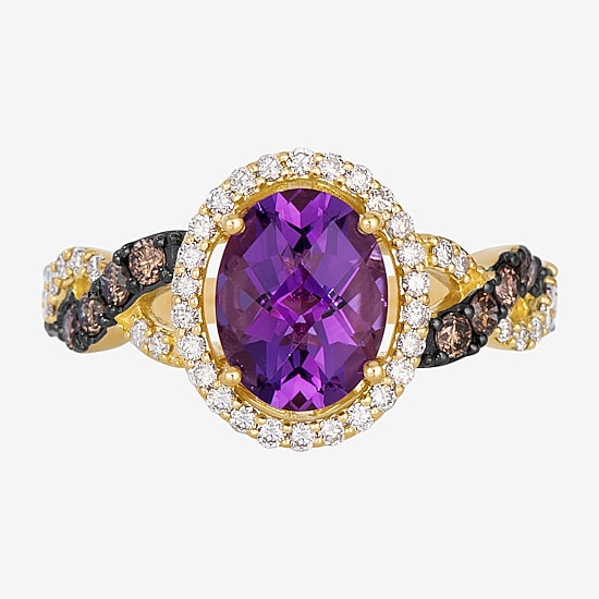 Le Vian® Grand Sample Sale™ Ring featuring 1 1/2 cts of Grape Amethyst™  1/4 cts. Chocolate Diamonds®, 1/4 cts. Nude Diamonds™ set in 14K Honey Gold™