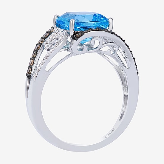 Le Vian® Grand Sample Sale™ Ring featuring 3 3/8 cts. Ocean Blue Topaz™, 1/4 cts. Chocolate Diamonds®, 1/8 cts. Nude Diamonds™ set in 14K Vanilla Gold®
