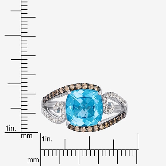 Le Vian® Grand Sample Sale™ Ring featuring 3 3/8 cts. Ocean Blue Topaz™, 1/4 cts. Chocolate Diamonds®, 1/8 cts. Nude Diamonds™ set in 14K Vanilla Gold®