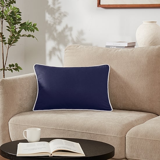 Brooklyn Loom Contrast Piped Solid Rectangular Throw Pillow